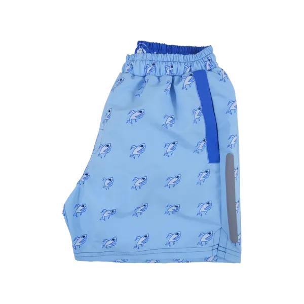 Robot Shark Swim Trunks | Light Blue