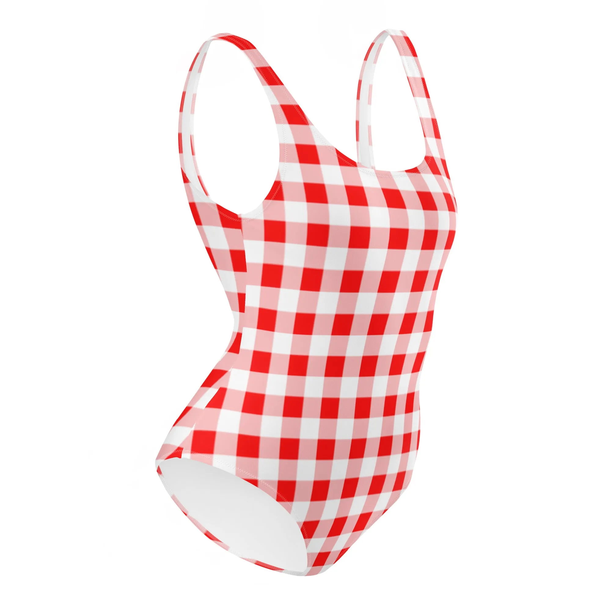 Rory Ruby Red Vintage Gingham One-Piece Swimsuit | Pinup Couture Swim