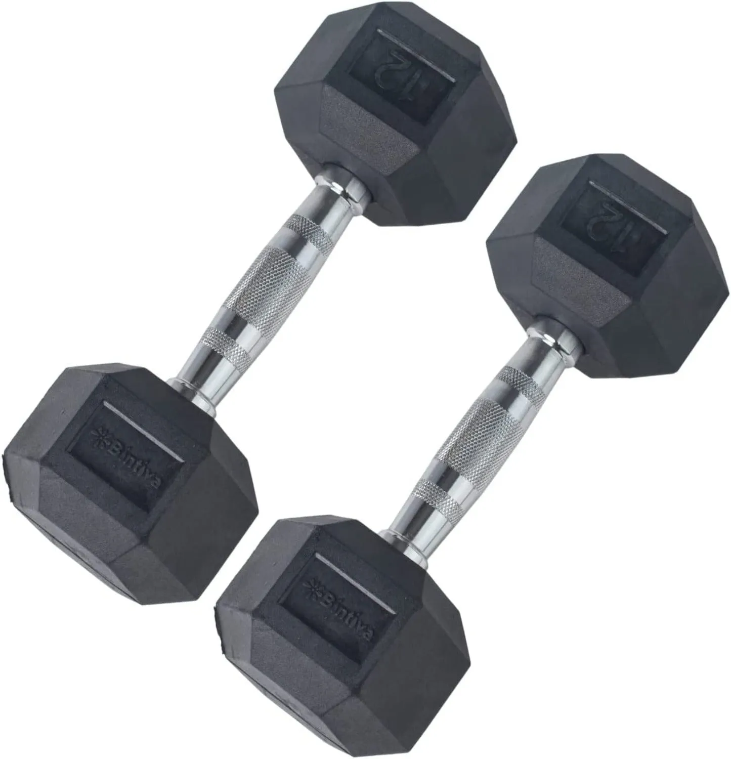 Rubber Coated Hexagon Dumbbells - Set of 2 - 8lb