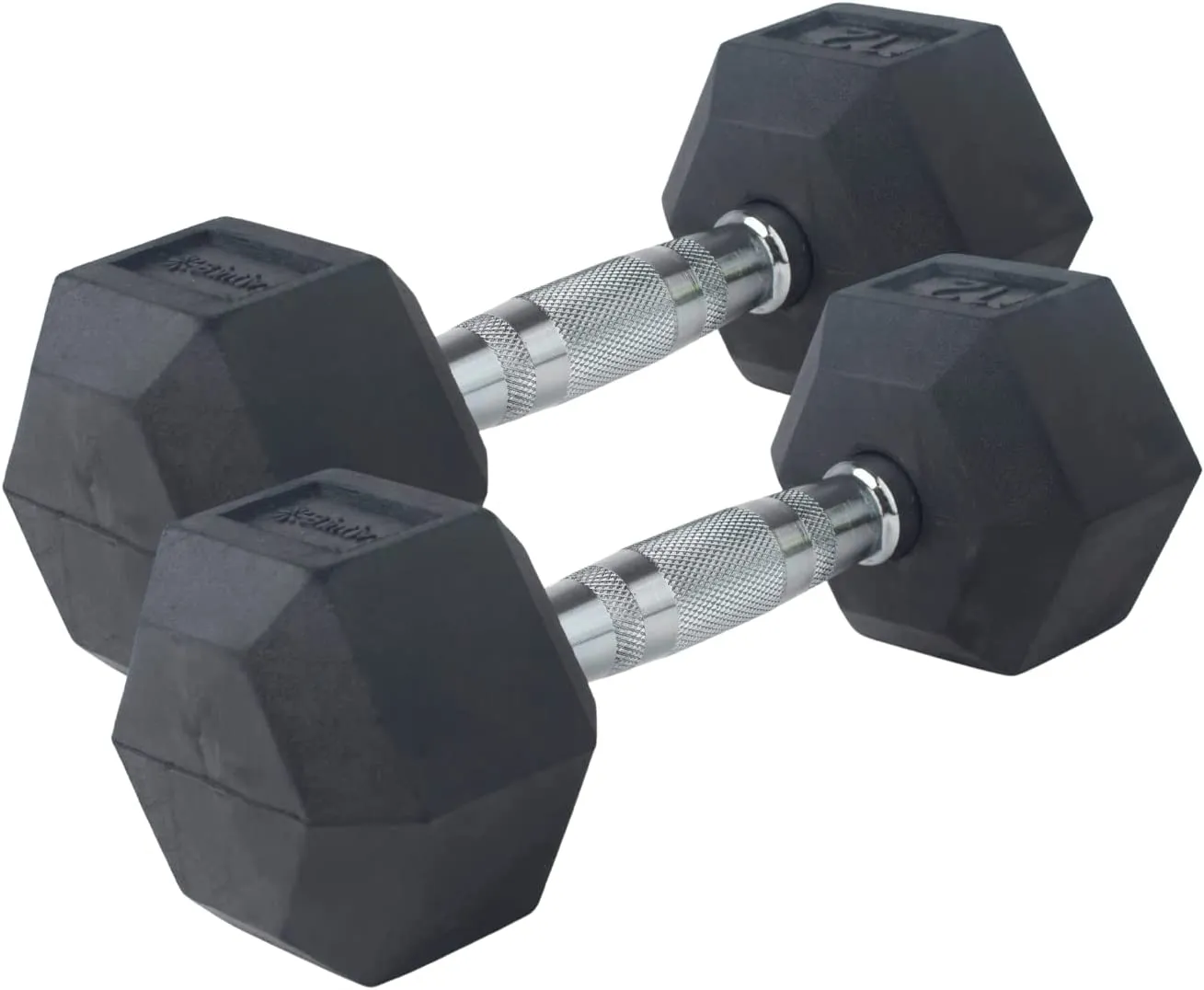 Rubber Coated Hexagon Dumbbells - Set of 2 - 8lb