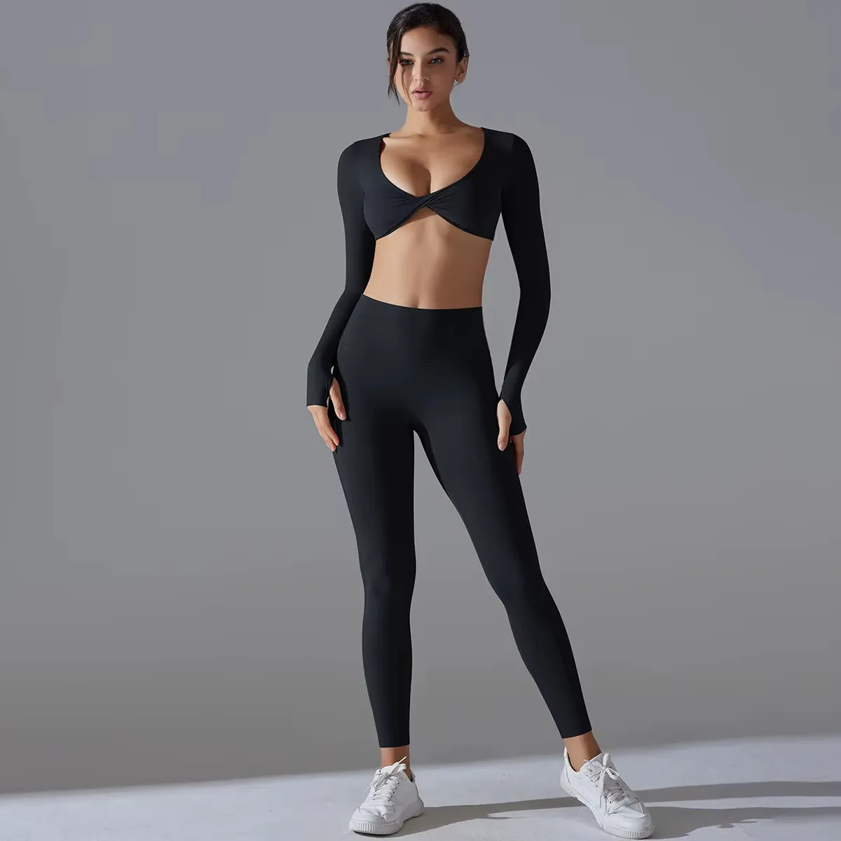 Seamless Nylon Yoga Set – High-Waist Pants & High-Impact Bra