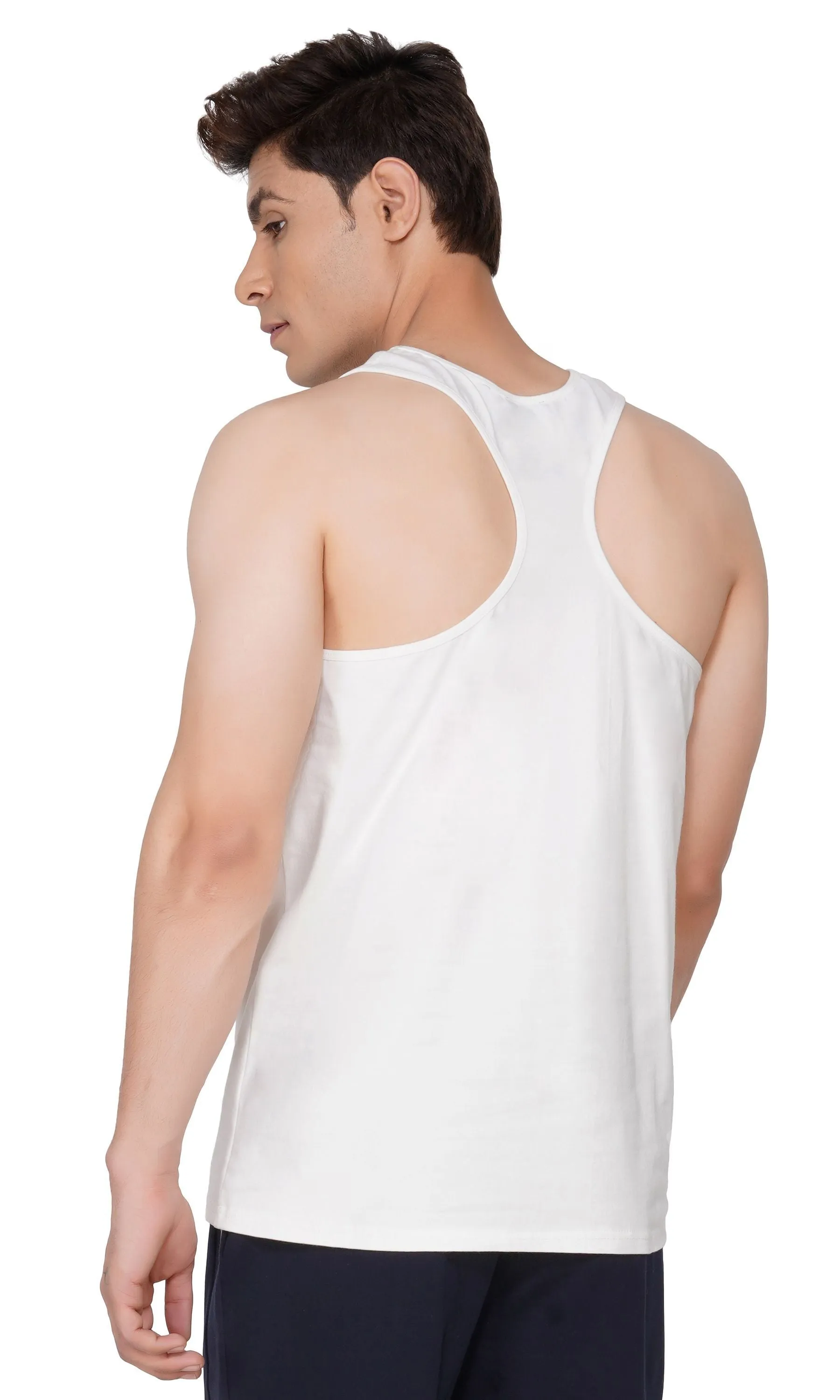 SLAY. Men's White Printed Gym Vest