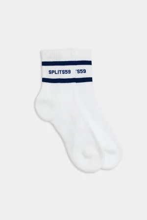 SPLITS59 | Logo Stripe Quarter Socks - White/Indigo