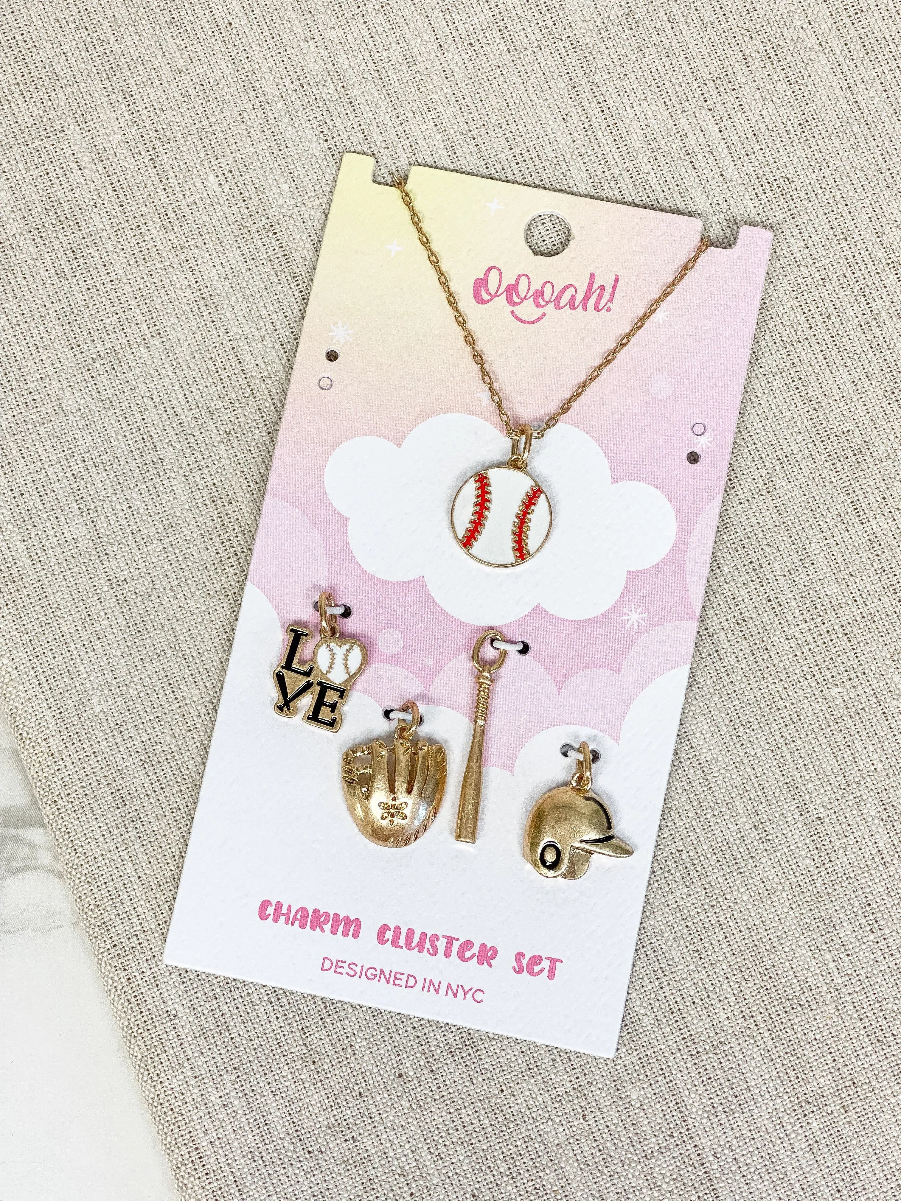 Sports Charm Necklace Cluster Set - Baseball