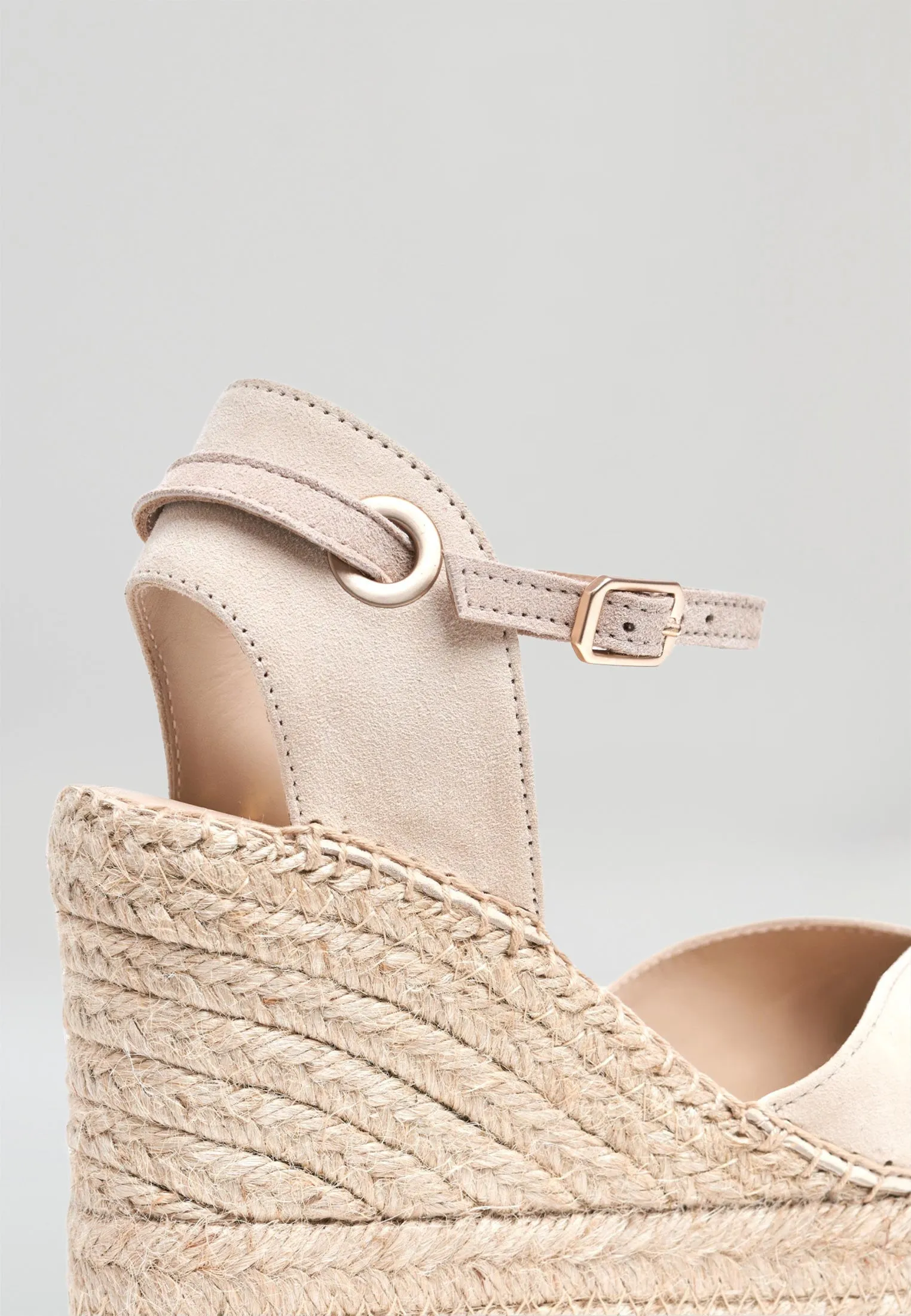 Square Toe Wedges - Taupe Black Suede