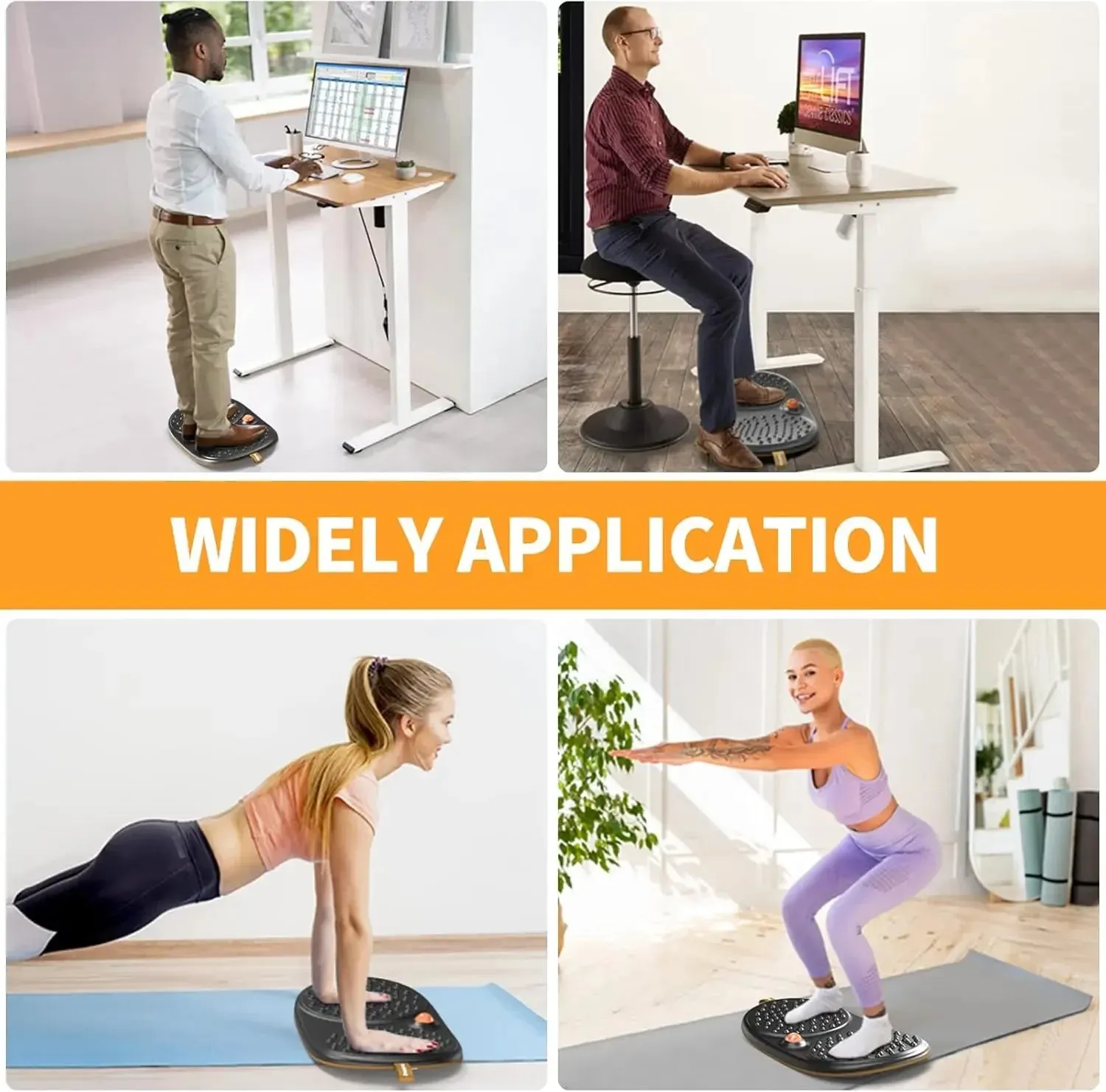 Standing Desk Mat Balance Board with Rollerball, Wooden Wobble Anti Fatigue Mat Balance Board for Standing Desk, Home Of