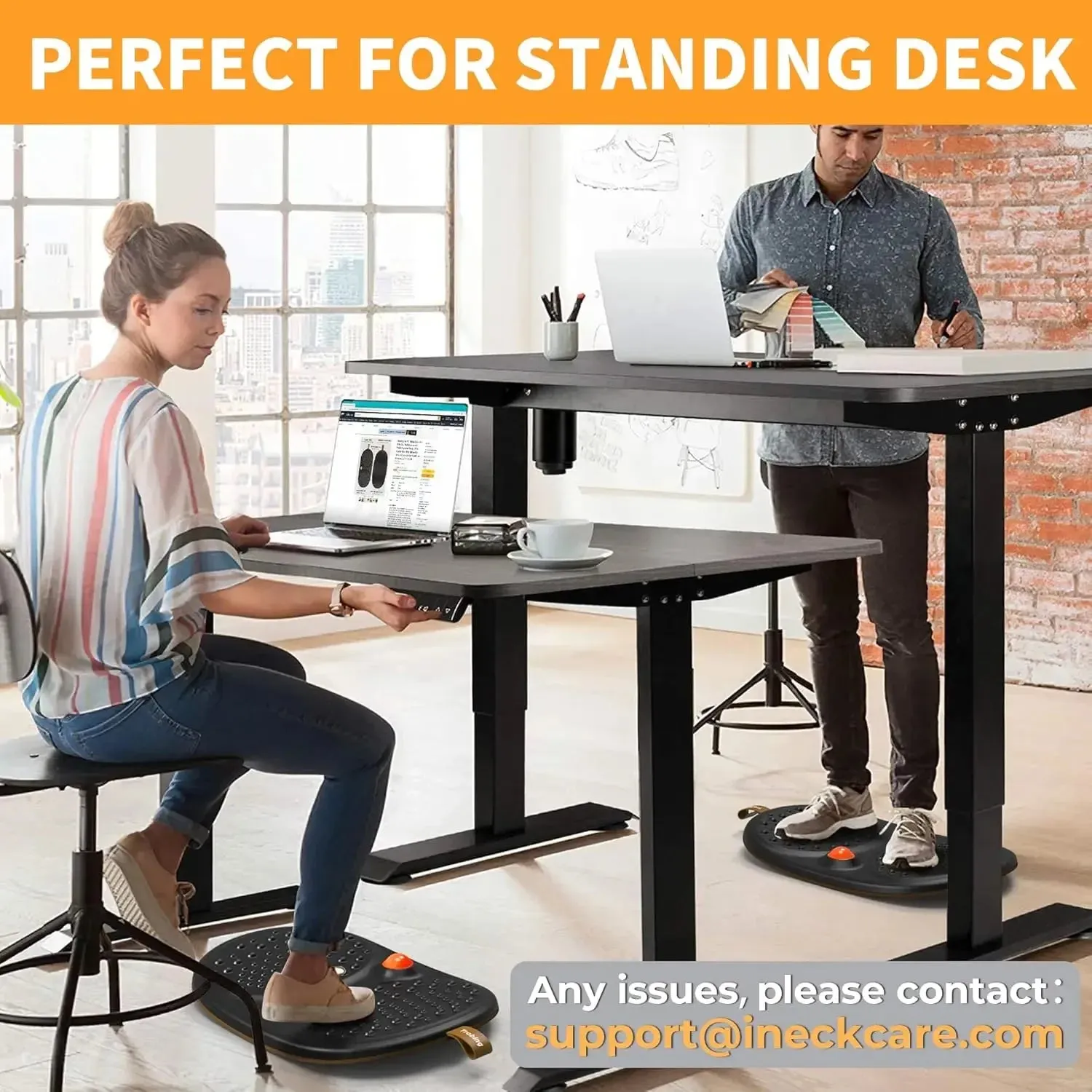 Standing Desk Mat Balance Board with Rollerball, Wooden Wobble Anti Fatigue Mat Balance Board for Standing Desk, Home Of