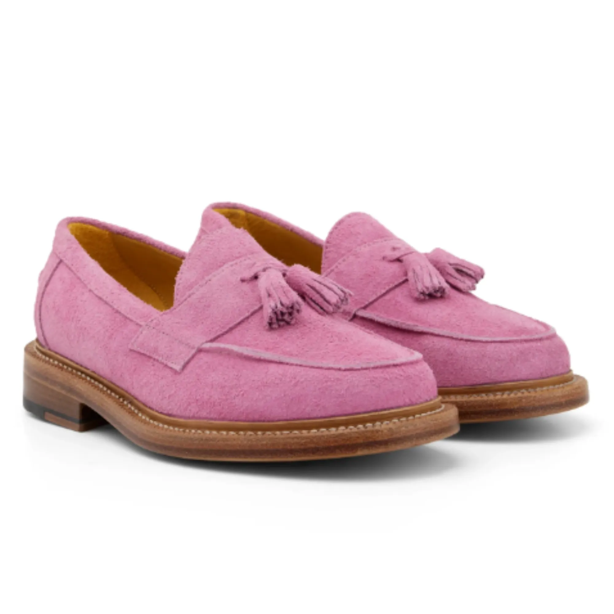 Tailor Made Handmade Pink Suede Tassels Slip On Moccasins Loafers Shoes