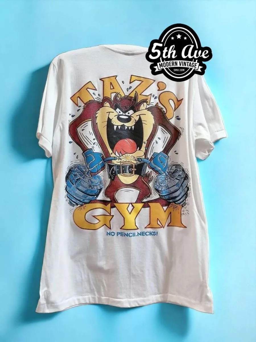 Taz's Gym single stitch white t shirt