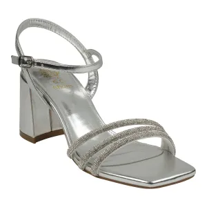 Tyra Silver Embellished Slingback Heeled Sandals