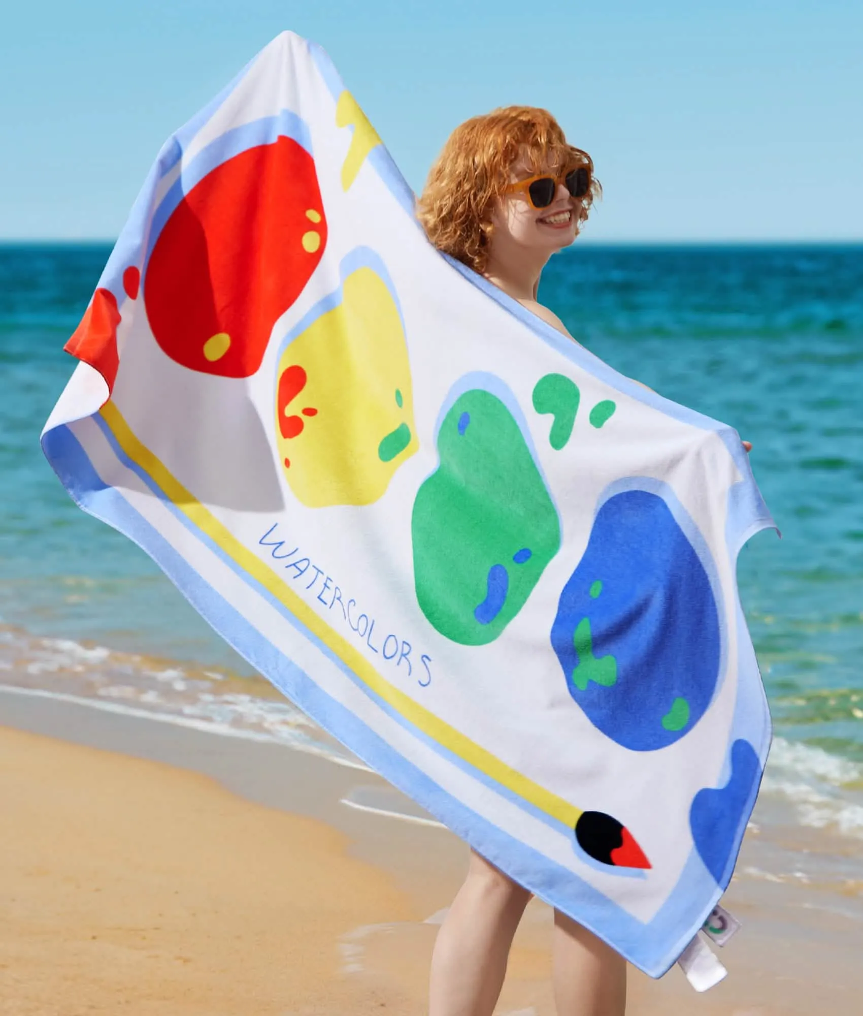 U by Bedsure 100% Cotton -  Watercolors Oversized Beach Towel