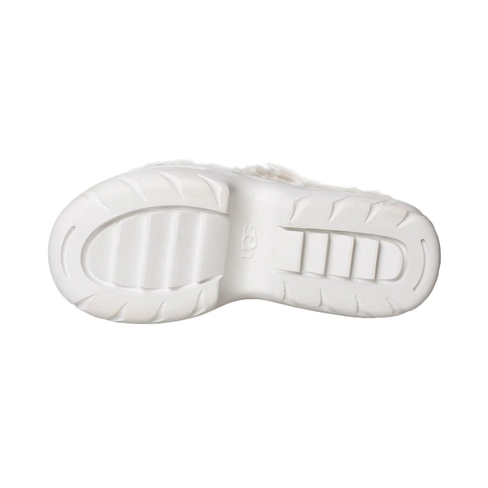 UGG Fluff Sugar Platform White Sandals - Women's