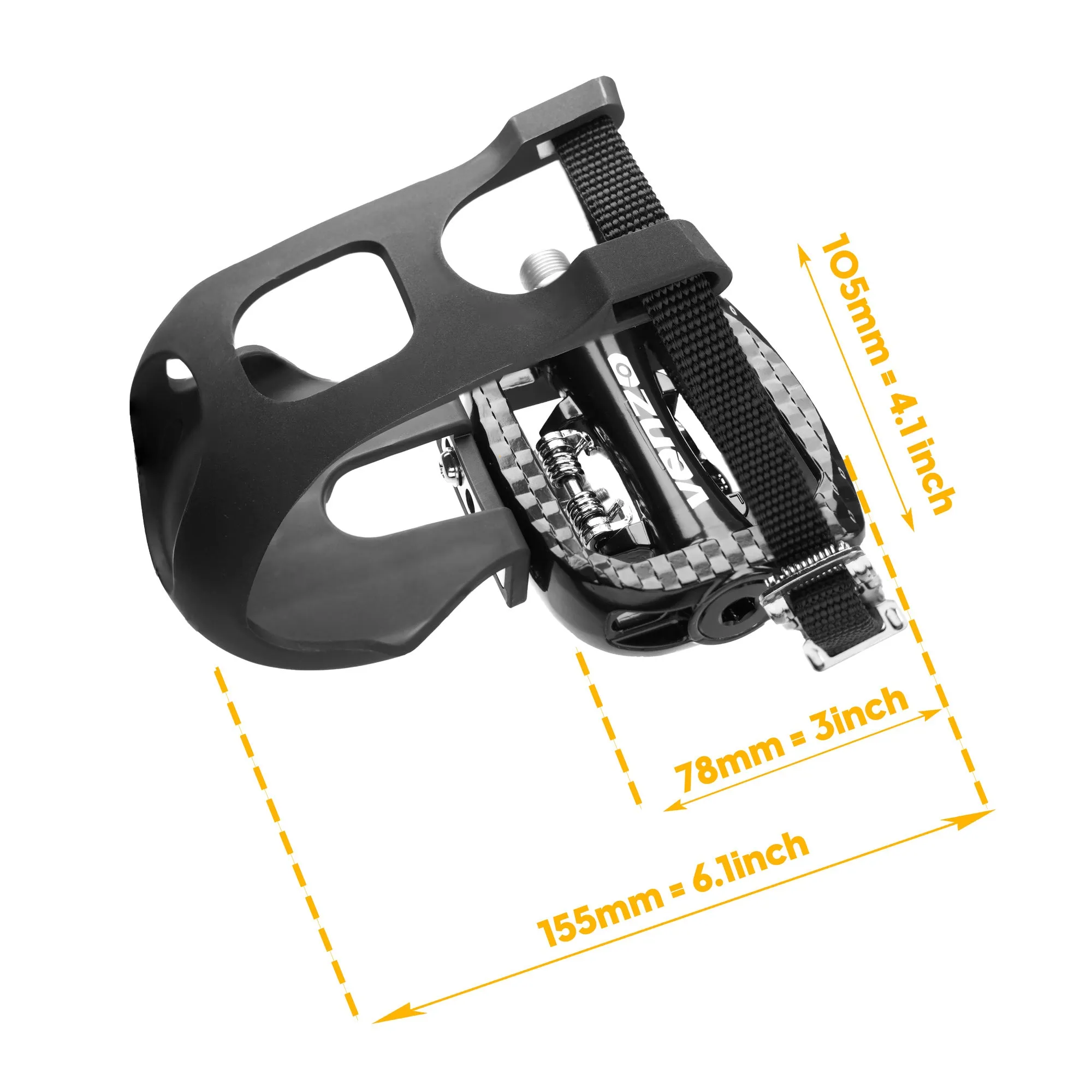 Venzo Bike Toe Clips Cages & Pedals - Compatible with Shimano SPD - Fixed or Adjustable Bicycle Toe Clips & Cleats for Fitness Indoor Exercise Bikes