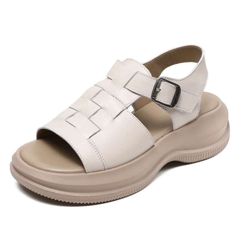 Women Minimalist Soft Leather Casual Sandals