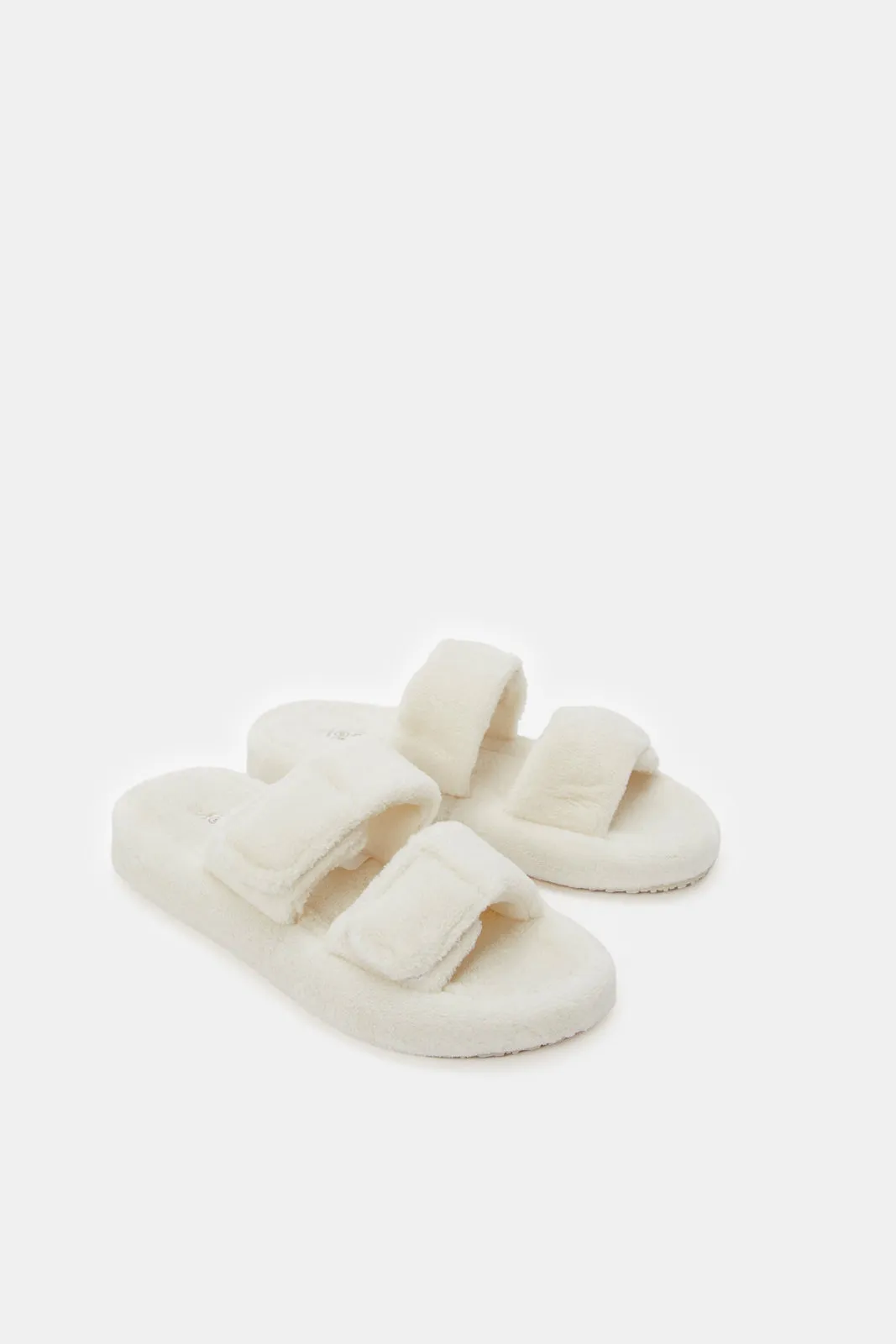 Women White Double Strap Slipper