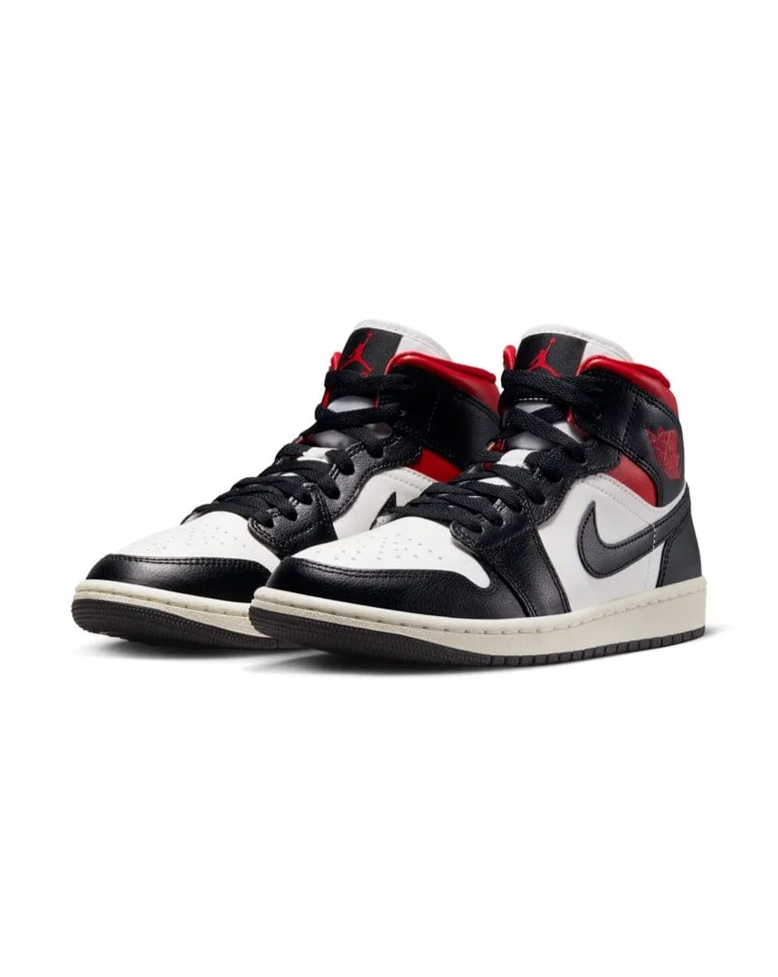 Women's Jordan 1 Mid - Black / Gym Red - Sail