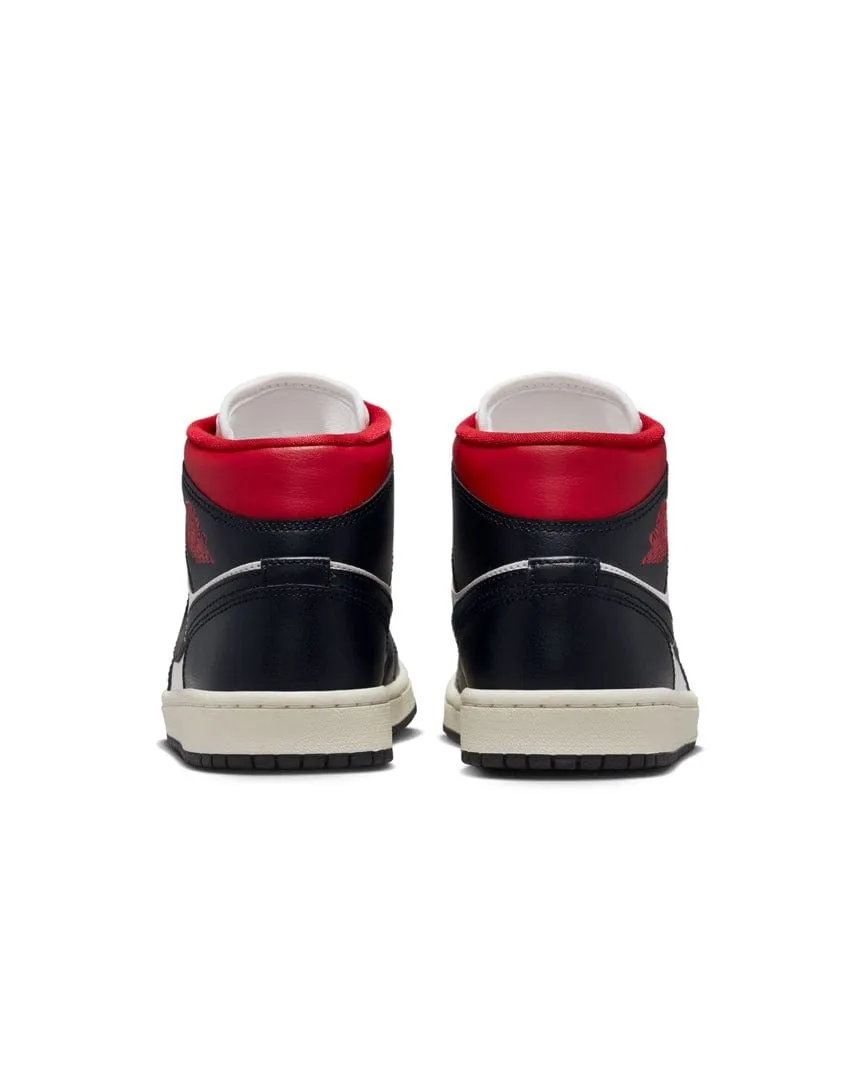 Women's Jordan 1 Mid - Black / Gym Red - Sail