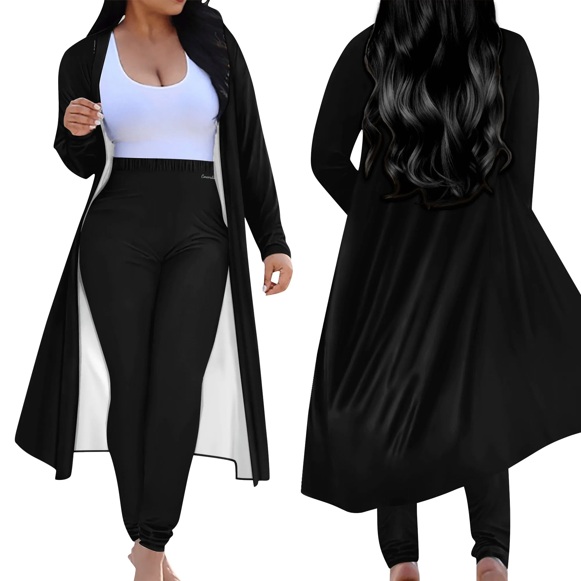 Womens Long Sleeve Cardigan and Leggings 2pcs