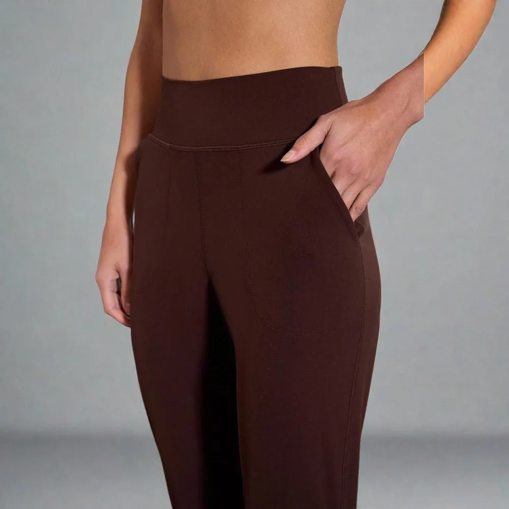 Womens Vital High-Waisted 28" Side Pocket Jogger - Chocolate Brown