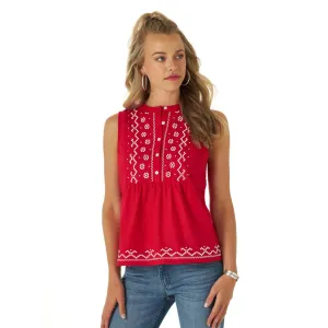 Wrangler Women's Aztec Embroidered Sleeveless Tank Top