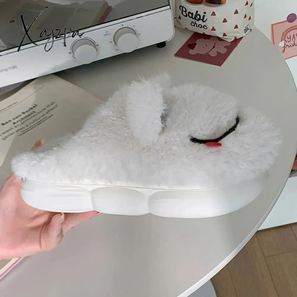 Xajzpa - Novelty Design Fur Slippers Warm Indoor Couple Shoes Cute Animal Autumn Outside Slides Fashion Women Men Plush Shoes