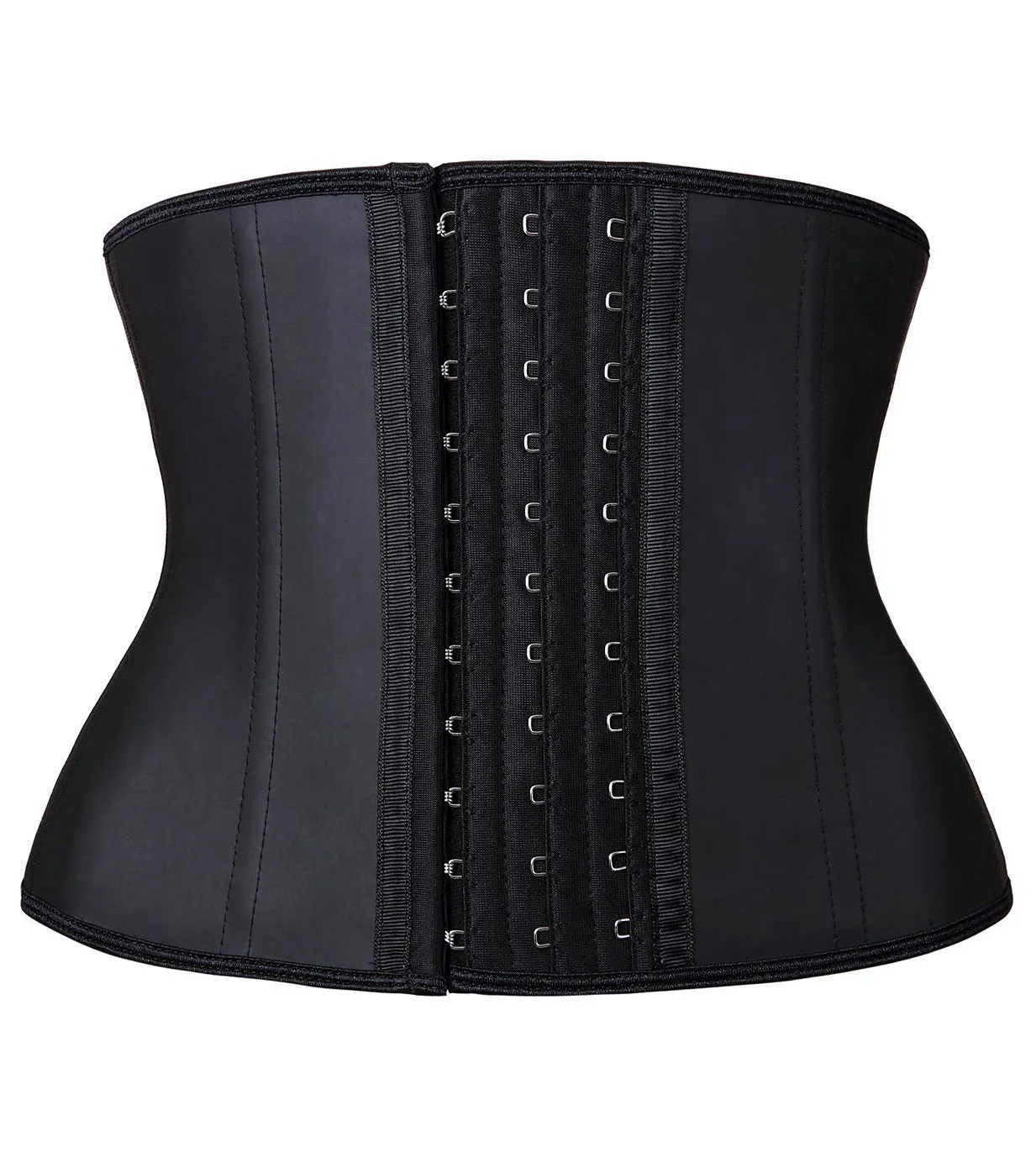 YIANNA Women Latex Short Torso Waist Trainer 9 Steel Bones 3 Row Hooks