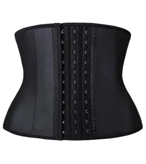 YIANNA Women Latex Short Torso Waist Trainer 9 Steel Bones 3 Row Hooks