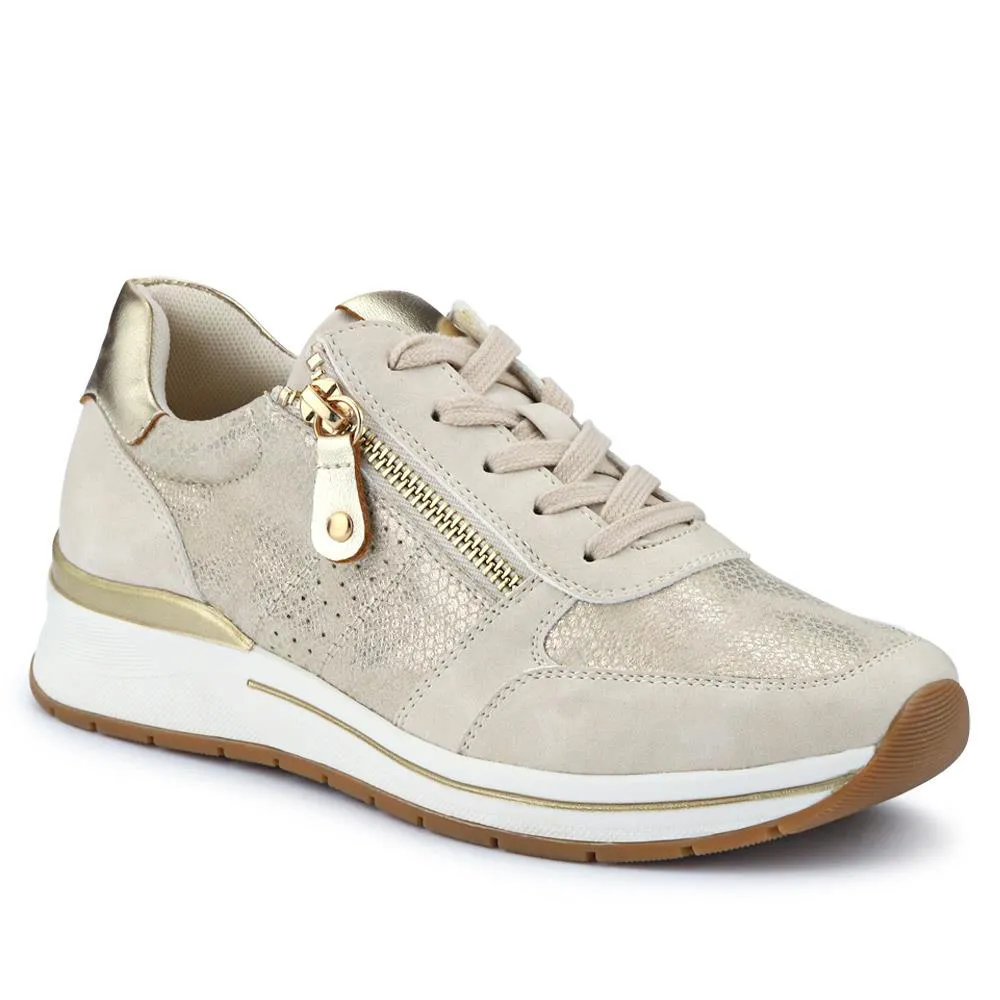 Zip Detail Lace Up Cushioned Trainers - WOIL39011 / 325 058