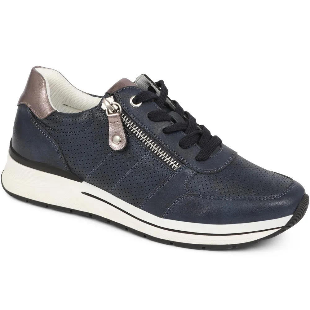 Zip Detail Lace Up Cushioned Trainers - WOIL39011 / 325 058