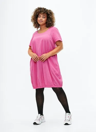 Zizzi Cotton Bubble Dress in Pink