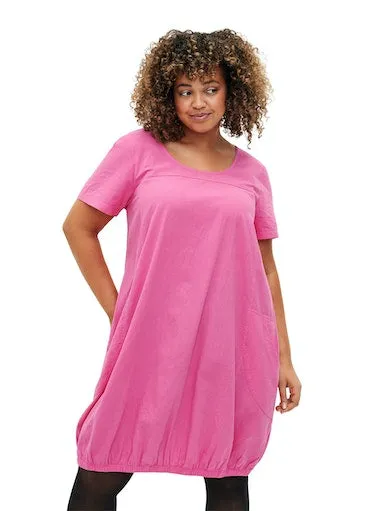 Zizzi Cotton Bubble Dress in Pink